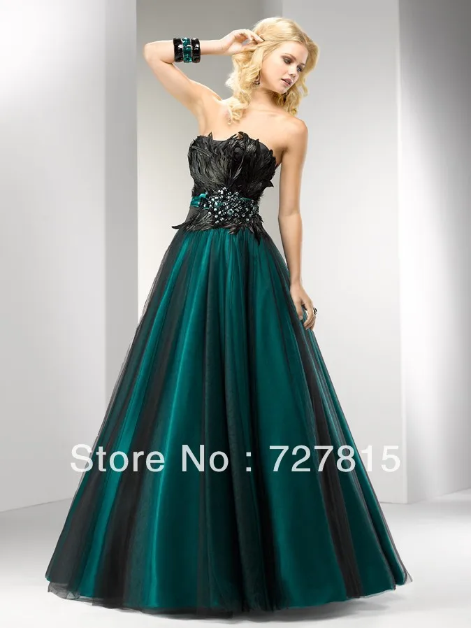 Peacock Gothic Victorian Prom Dresses Fast Shipping Turquoise Stain and Back Tulle Strapless