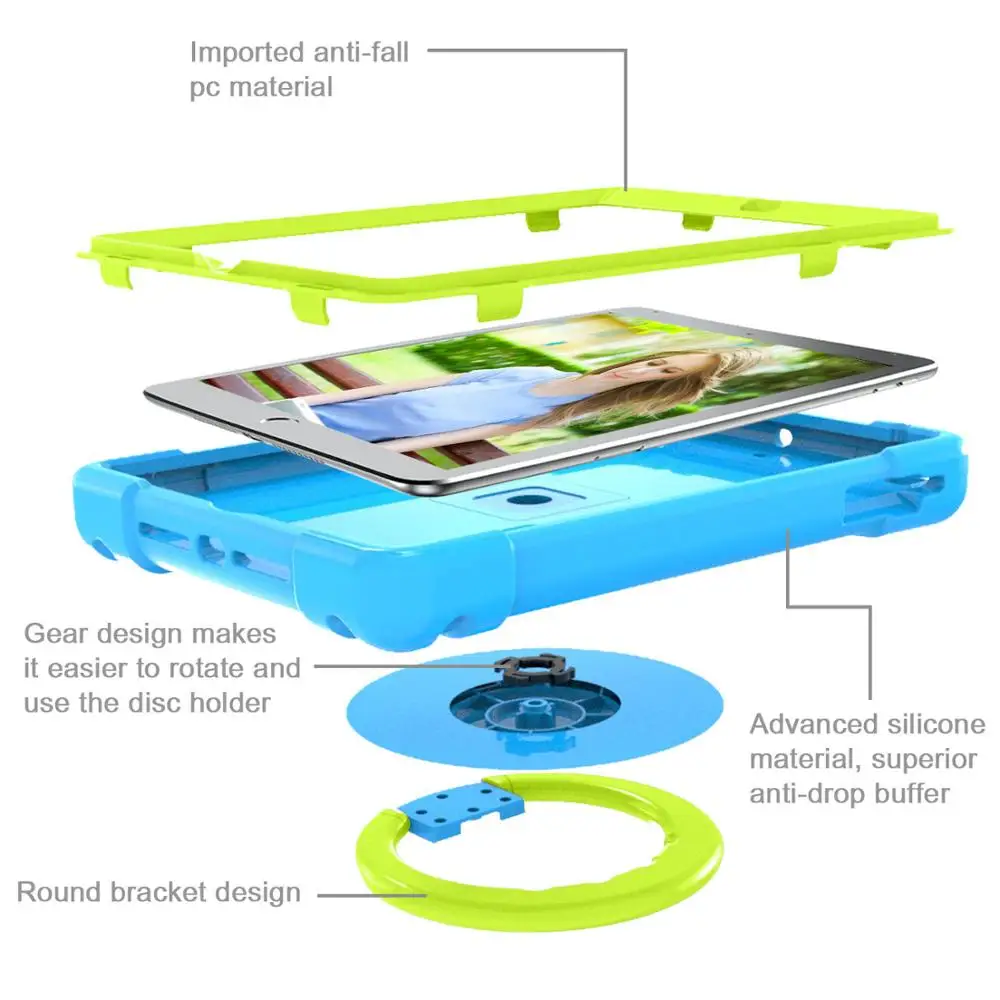 Eva чехол для iPad 9,7 iPad Air 2 iPad Air 360 Вращающийся детский безопасный противоударный ПК усиленный чехол для iPad 6th 5th Gen