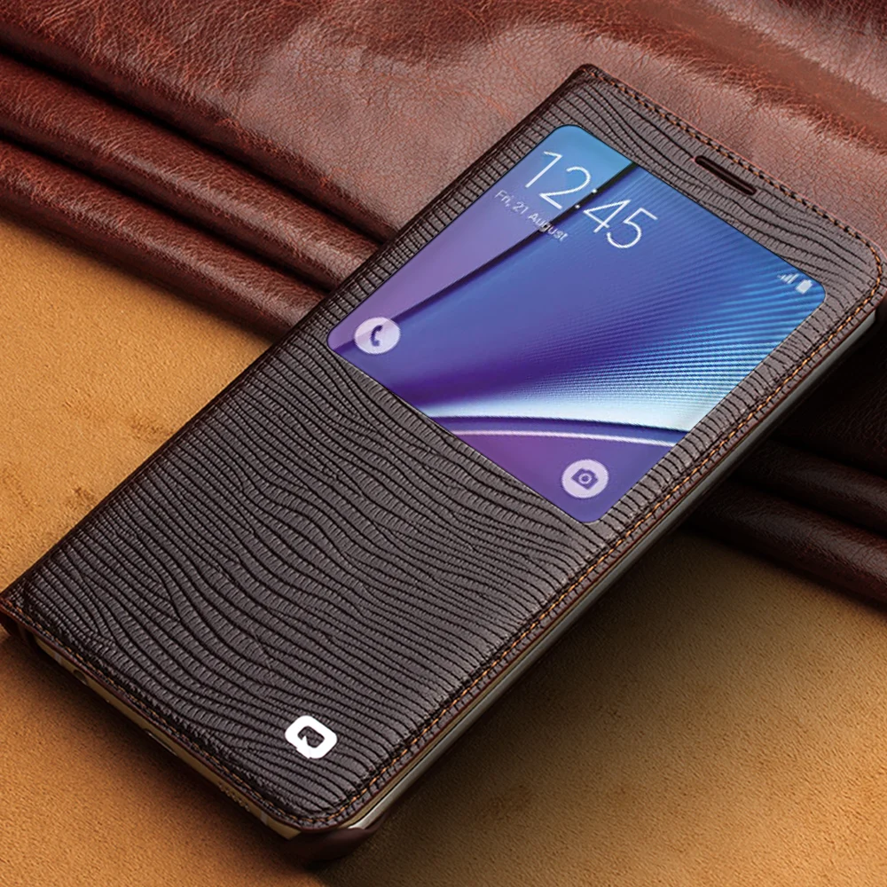 QIALINO Fashion Pattern Smart Phone case for Samsung Galaxy note 5 Genuine Leather cover