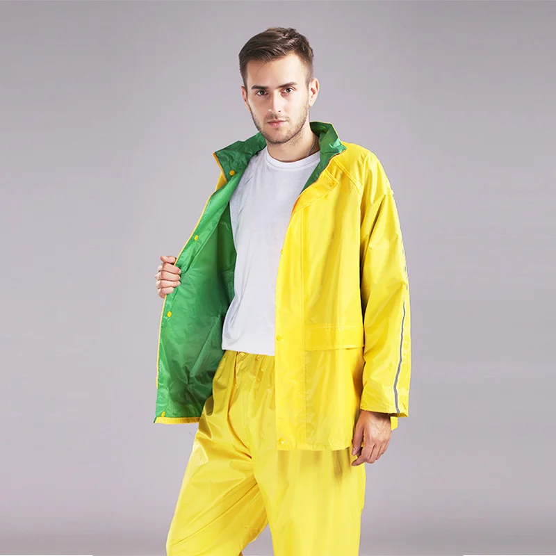 Модная желтая Дождевик куртка мужская для дождя и брюки непромокаемые брюки для мужчин мотоциклетный дождевик брюки дождевик костюм