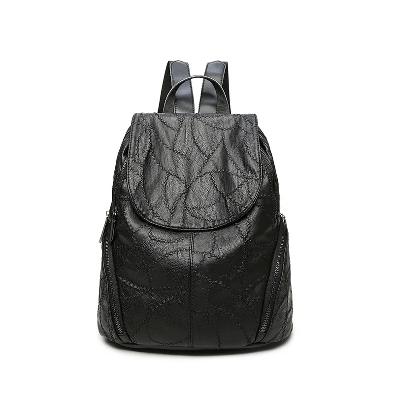 

2017 Woman soft Genuine Leather Backpack vintage bag backpacks for teenage girls school bags casual bags female shoulder C221