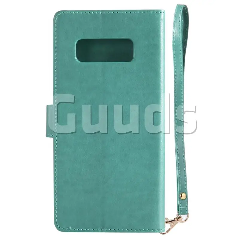 Luminous Flower Girl Cat Leather Wallet Case for Samsung Galaxy Note 8 - Green