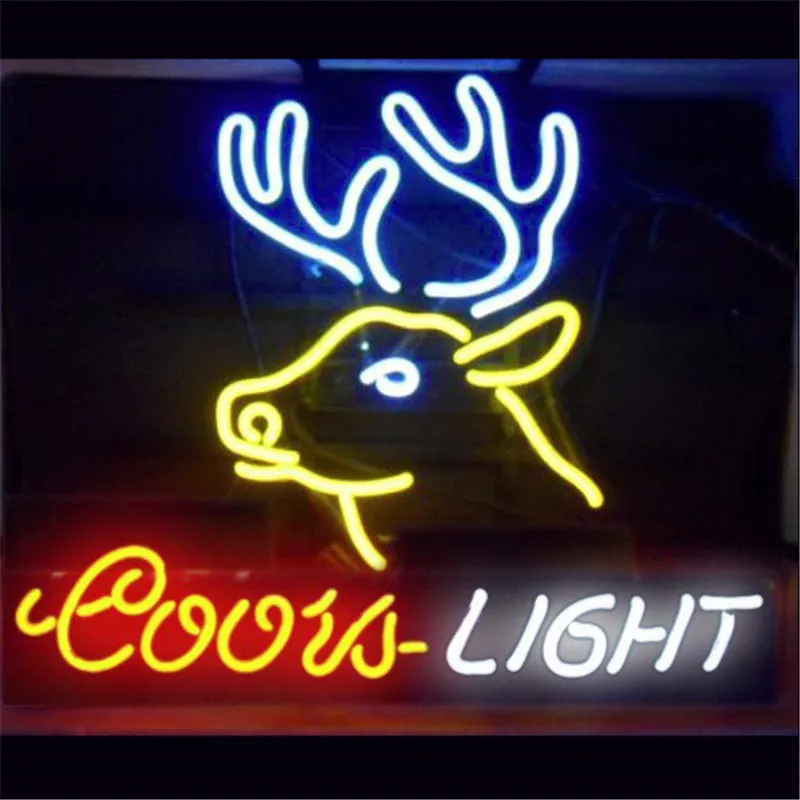 17"x14" Coors Light Deer REAL GLASS Tube Beer Bar Tavern NEON LIGHT SIGN 