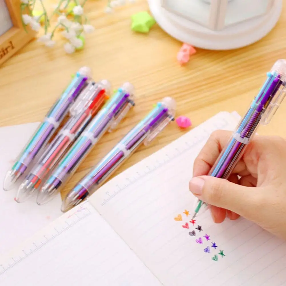 Креативная многоцветная шариковая ручка прекрасная масляная ручка канцелярский пресс шесть цветов масляная ручка для студенческий приз