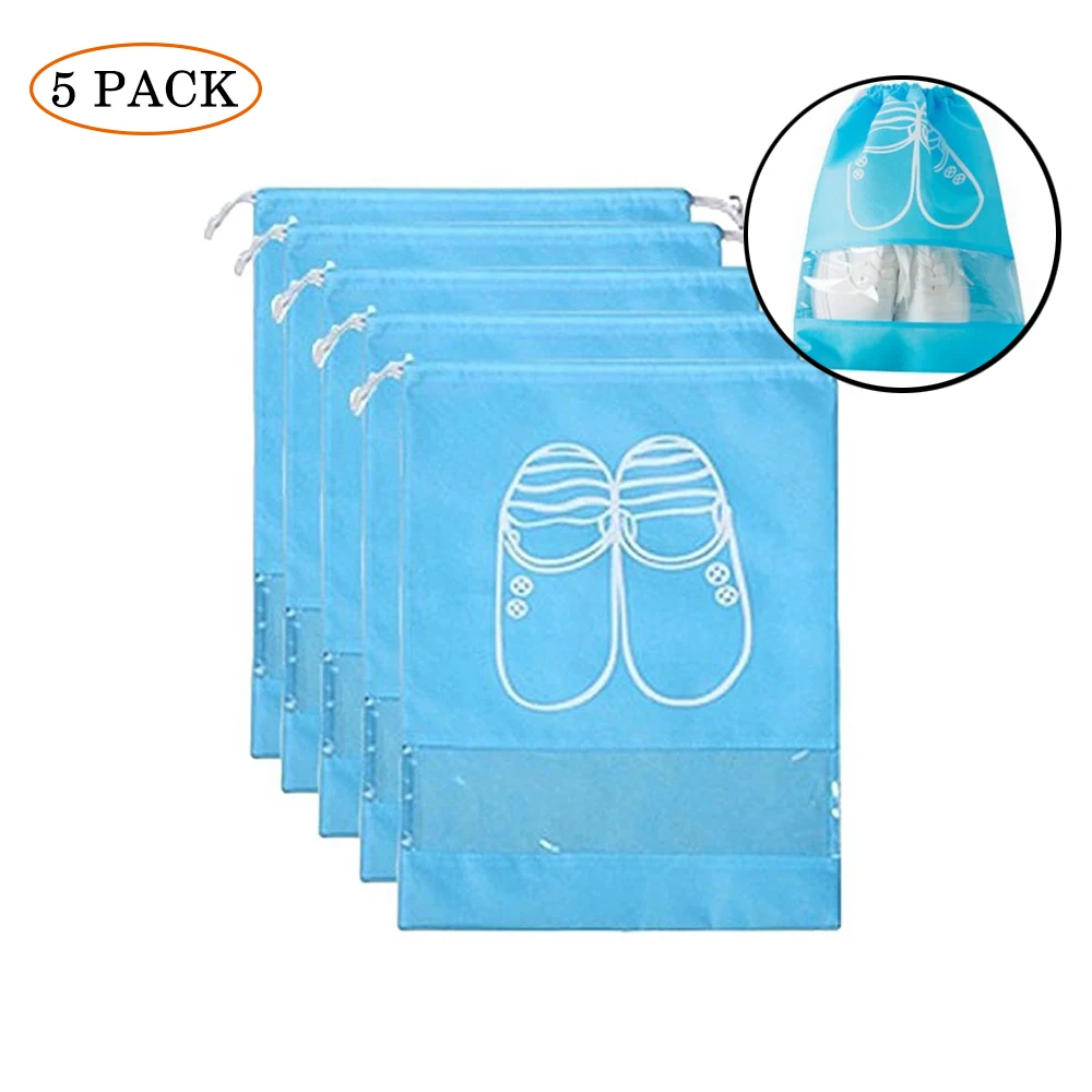 5 قطع حذاء أكياس للماء الغبار واقية الرباط حقيبة السفر المحمولة تخزين الأحذية أكياس الحقيبة المنظم مع نافذة شفافة 5 قطع حذاء أكياس للماء الغبار واقية الرباط حقيبة السفر المحمولة تخزين الأحذية أكياس الحقيبة المنظم مع نافذة شفافة