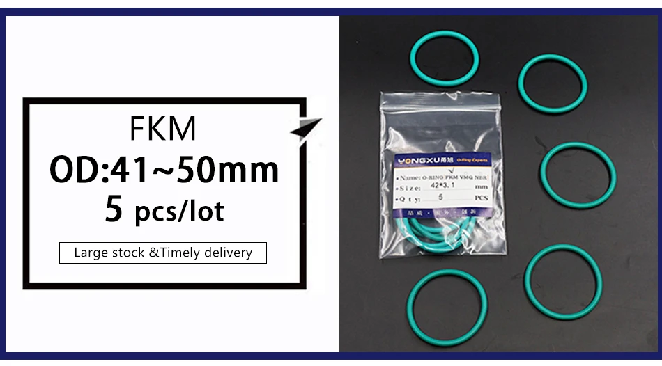 5 шт./лот зеленый FKM резинового кольца уплотнения 3,1 мм Толщина 41/42/43/44/45/46/47/48/50 мм OD уплотнительные кольца прокладка кольцо уплотнительная