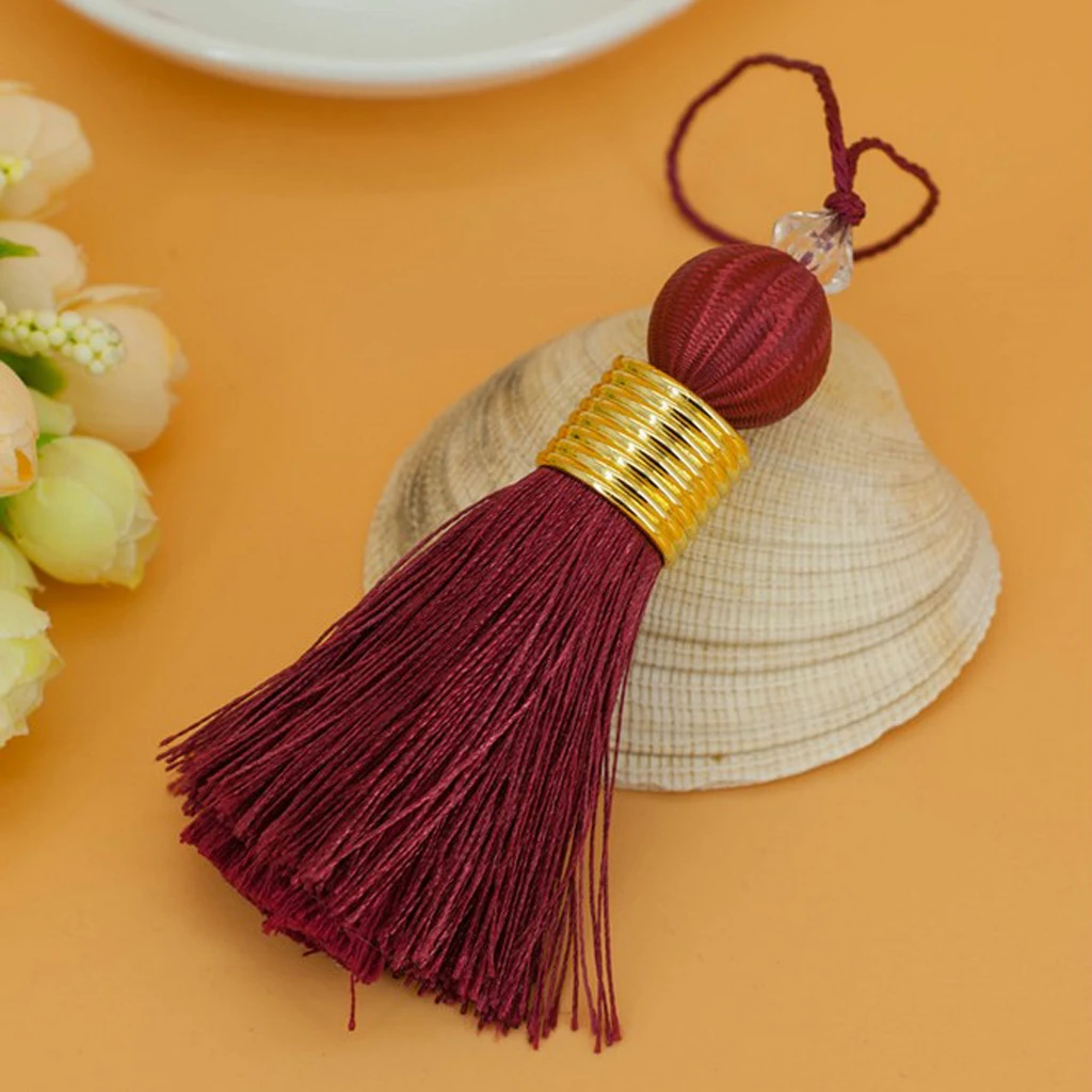 2Pcs Variety Colors Polyester Thread Tassel Charm Pendant Bag Chain Key Decoration Curtain Drapery Tassels Decor