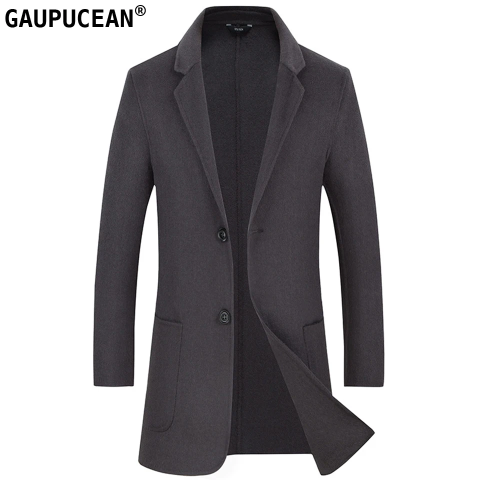 Man Wool Long Coats Quality Two Buttons Male Suit Jacket Grey Crease Resistant Warm Pockets Men Double-faced Woolen Overcoat Man Wool Long Coats Quality Two Buttons Male Suit Jacket Grey Crease Resistant Warm Pockets Men Double-faced Woolen Overcoat