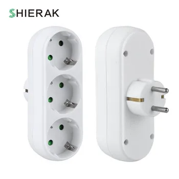 

SHIERAK EU Standard Three-pole Power Plug Socket 16A 250V Outlet Triple German Standard Adapter MAX Power 3500W Used For Home