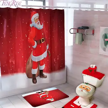 

Merry Christmas Bathroom Curtain Santa Claus Toilet Seat Christmas Decorations For Home Navidad 2019 Xmas Gifts New Year's 2020