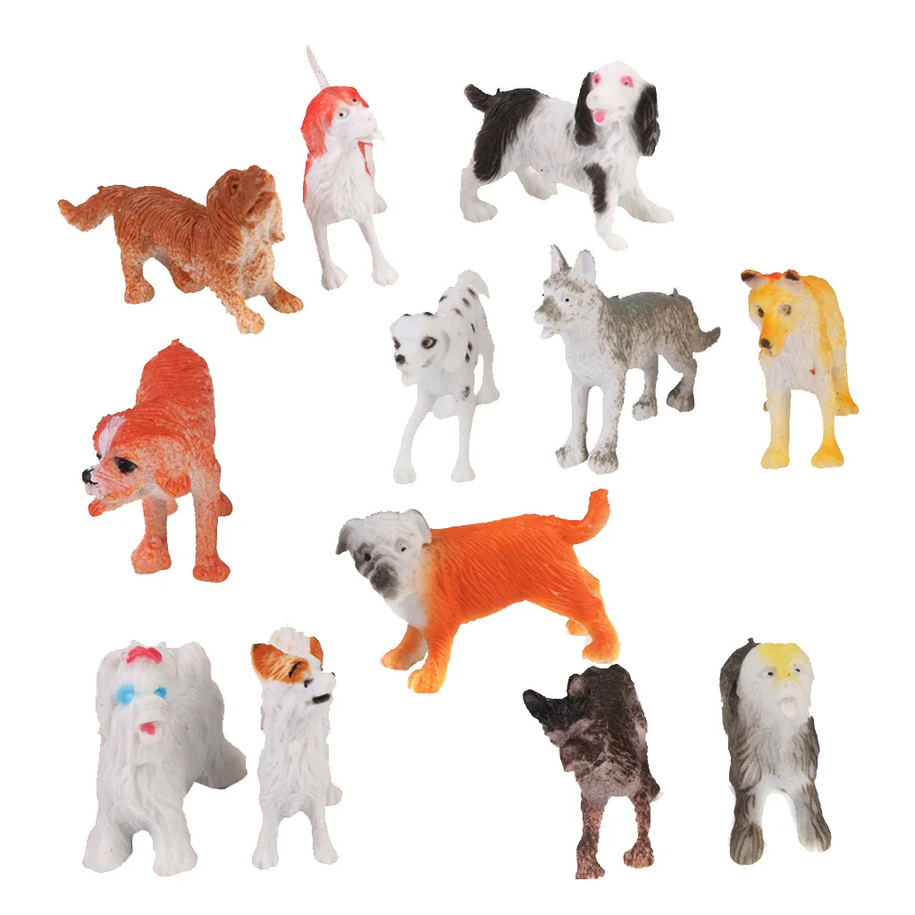 12Pcs/Pack Multi-Color Plastic Dog Pet Animal Model Toy for Kids Children Toddlers Gift Room Desk Table Decor