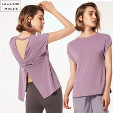 Новые женские футболки для йоги, сексуальный спортивный топ, твердый фитнес-кроп Топ, тренировки, бега, Спортивная футболка для спортзала, спортивная одежда с короткими рукавами