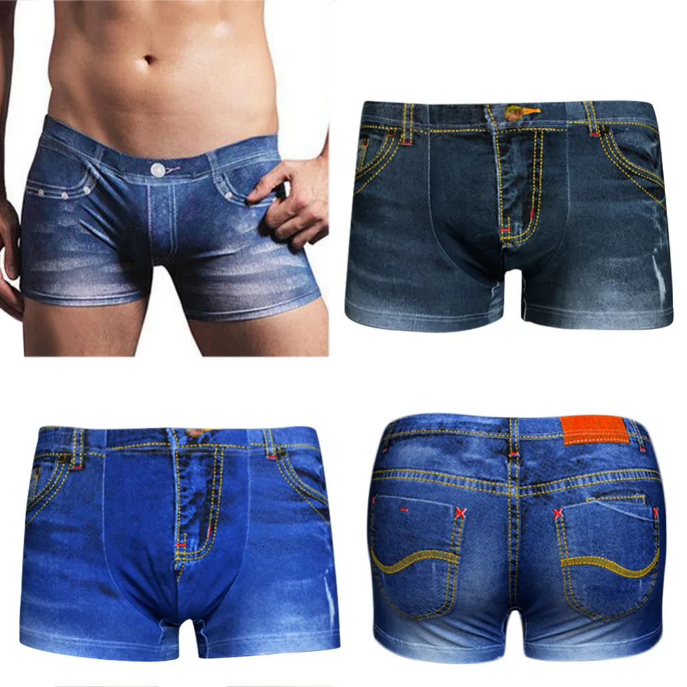 2018 Sexy Men Underwear 3D Cowboy Printed Cotton Underpants Mens Trunks