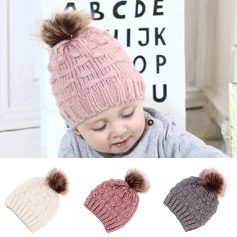 

Baby Winter Caps Beanie Hars Pompom Crochet Warm Knitted Infant Beanie Baby Boys Girls Caps Girls Gift Bebes Acessorios