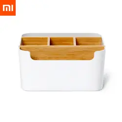 Xiaomi Mijia бамбуковое волокно коробка для хранения канцтоваров Макияж Контейнер настольная коробка для офиса умный дом дистанционное