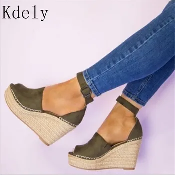 

Summer Ultra High Wedges Heel Sandals Fashion Open Toe Platform Elevator Women Sandals Shoes Plus Size 43 Pumps 2019