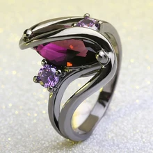 LXOEN готический черный маркиза циркония кольца для женщин Панк Винтаж кольцо с красным камнем вечерние ювелирные аксессуары anillos mujer bague