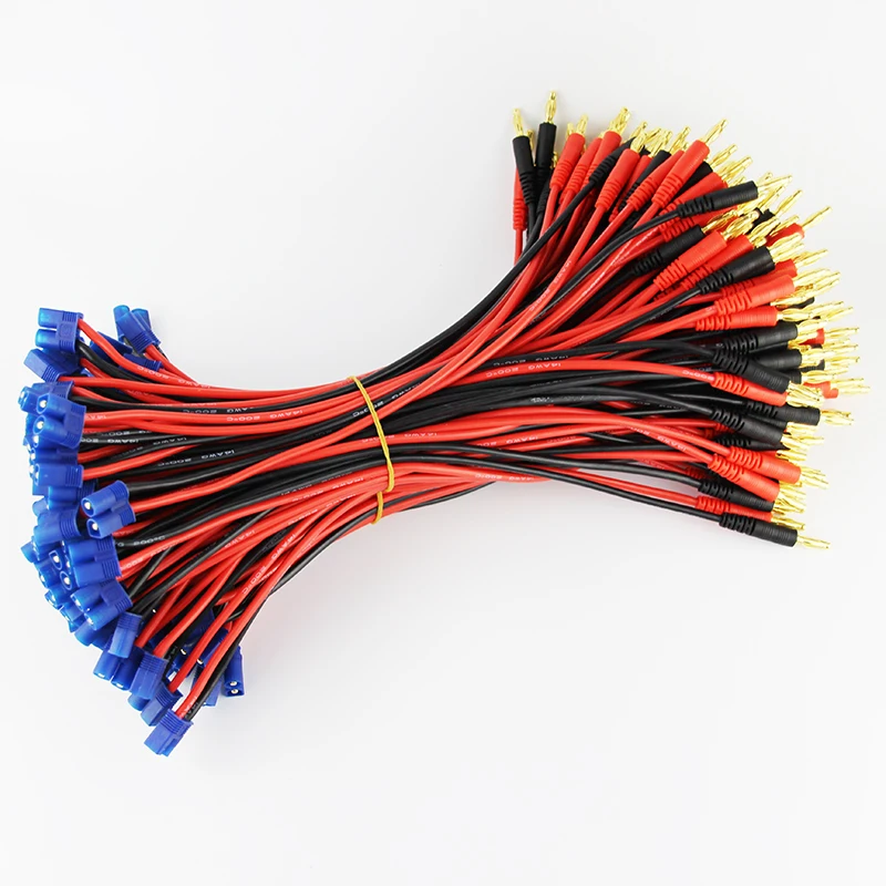

50pcs/100pcs EC3 to 4.0mm Banana Connector Bullet Plug with 14 AWG Silicone Cable 300MM for DIY Lipo Battery RC Power Supply