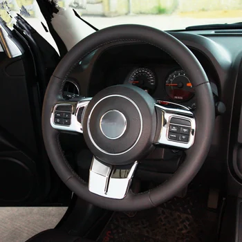 

YAQUICKA 3Pcs/set Interior Car Steering Wheel Cover Trim Sticker Styling Fit For Jeep Patriot Compass Wrangler 2011-2015 ABS