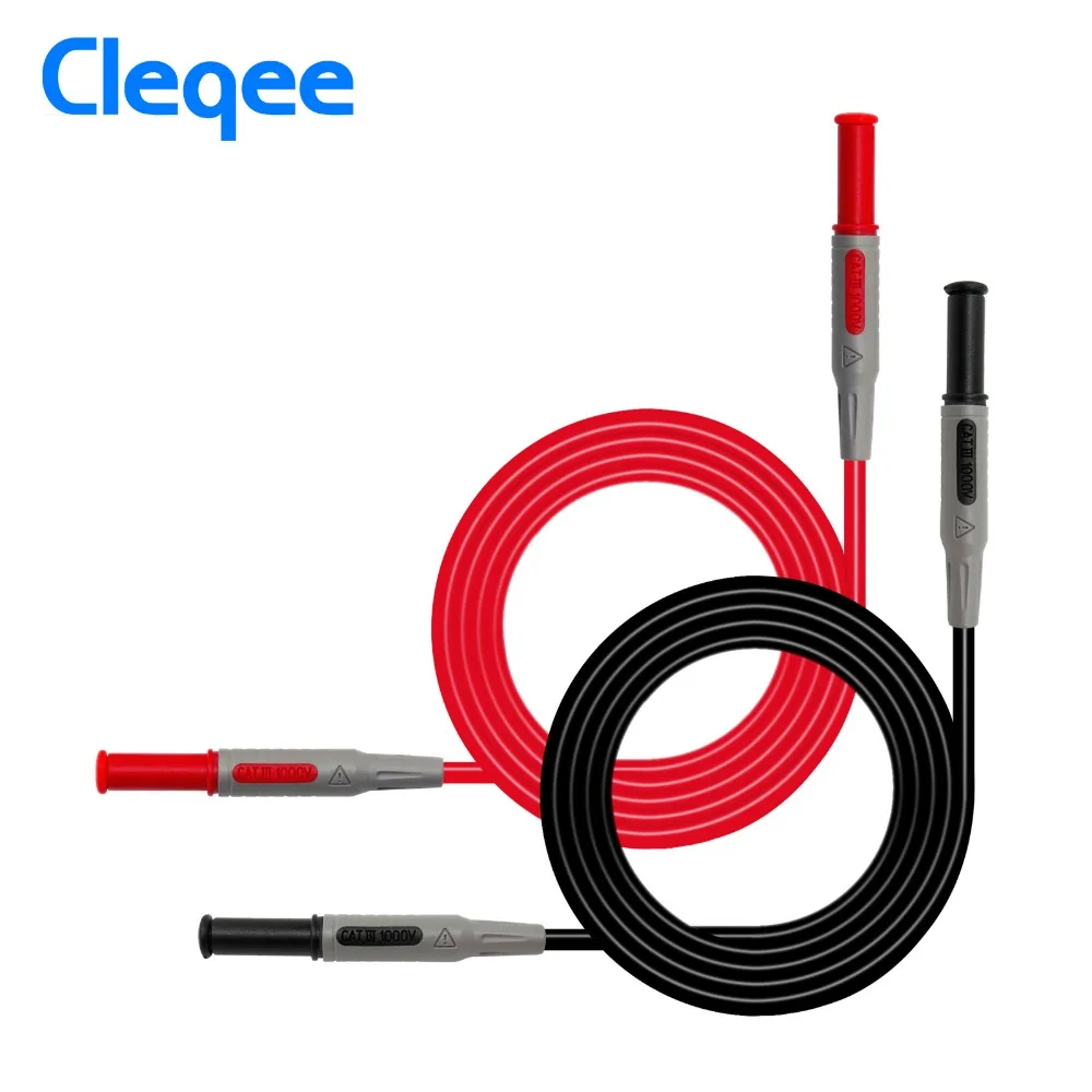 

Cleqee P1032 Multimeter Test Cable Injection Molded 4mm Banana Plug Test Line Straight to Curved Test Cable