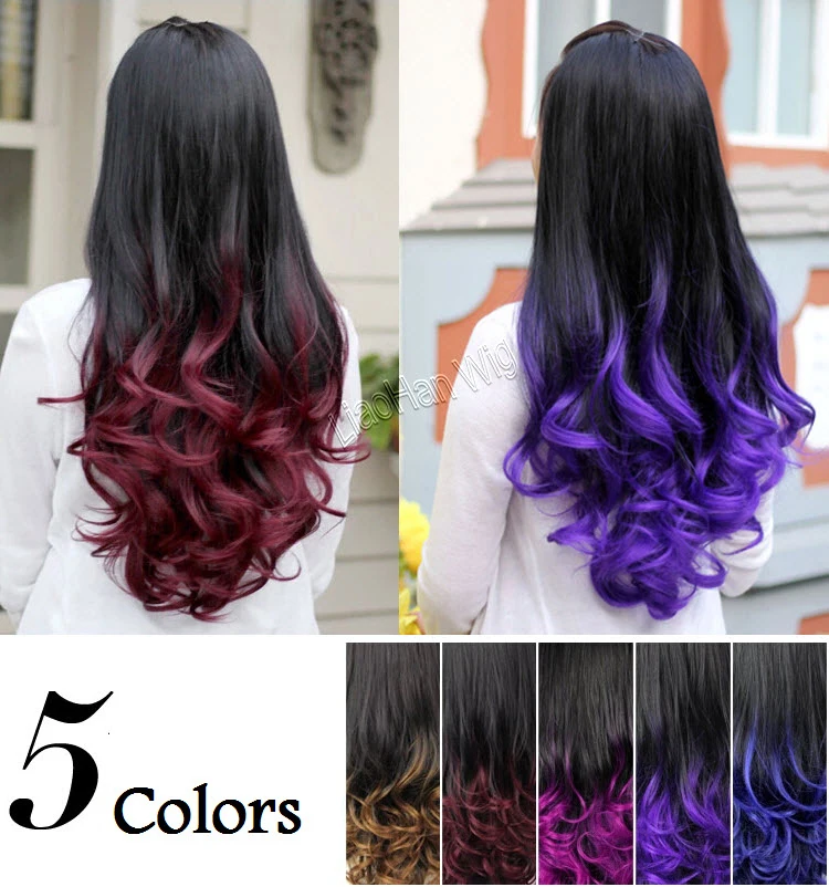 2015 Ombre Wig Hair Fall Half Wig Two Tone Curly Hair Wigs ...