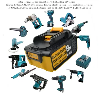 

18V 6000mah lithium battery replacement for Makita BL1860 with power display Power tool battery BL1815 BL1830 BL1835 LXT 400