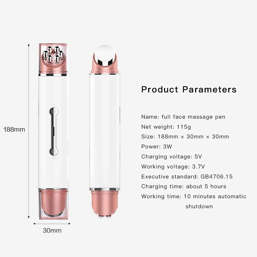Полный массаж лица Ручка инструмент красоты дропшиппинг инновационные, двойные-голова дизайн разглаживание морщин и глажка контуры глаз