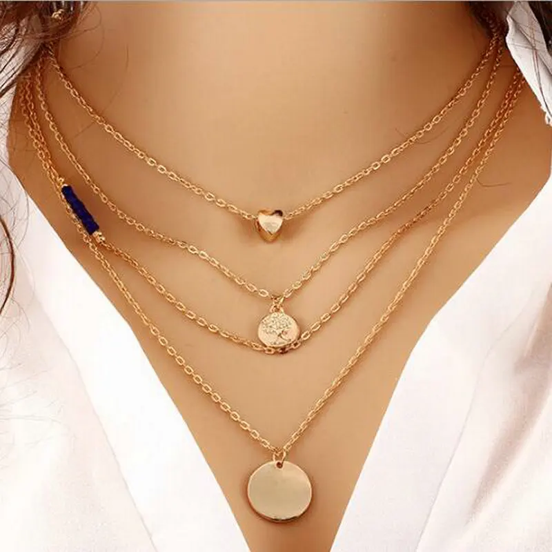 2017 Simple Fashion Multi-Layer Wafer Pendant Necklace Sexy Love | Украшения и аксессуары