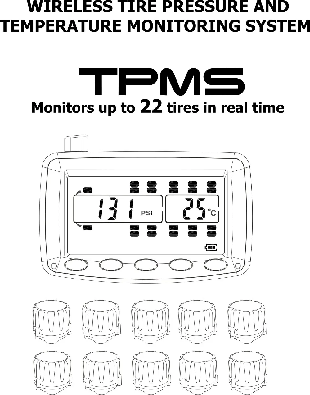 Clearance Tire Pressure Monitoring System Car TPMS with External 6/8/10/12 Sensors for Truck Trailer,RV,Bus,Miniature passenger car 0