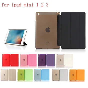 

HUEVN PC Leather Case for Apple iPad mini 1 2 3 Fashion Smart Cover + PC translucent back Cover for A1455`A1489`A1490`A1491