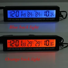 12 В/24 В 3 в 1 цифровые ЖК-часы в и из автомобиля термометр батарея Напряжение монитор XR657