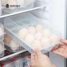 WORTHBUY 10/15 Сетчатый Контейнер для хранения яиц BPA БЕСПЛАТНО пластиковый ящик для хранения яиц с отделениями кухонный органайзер для холодильника