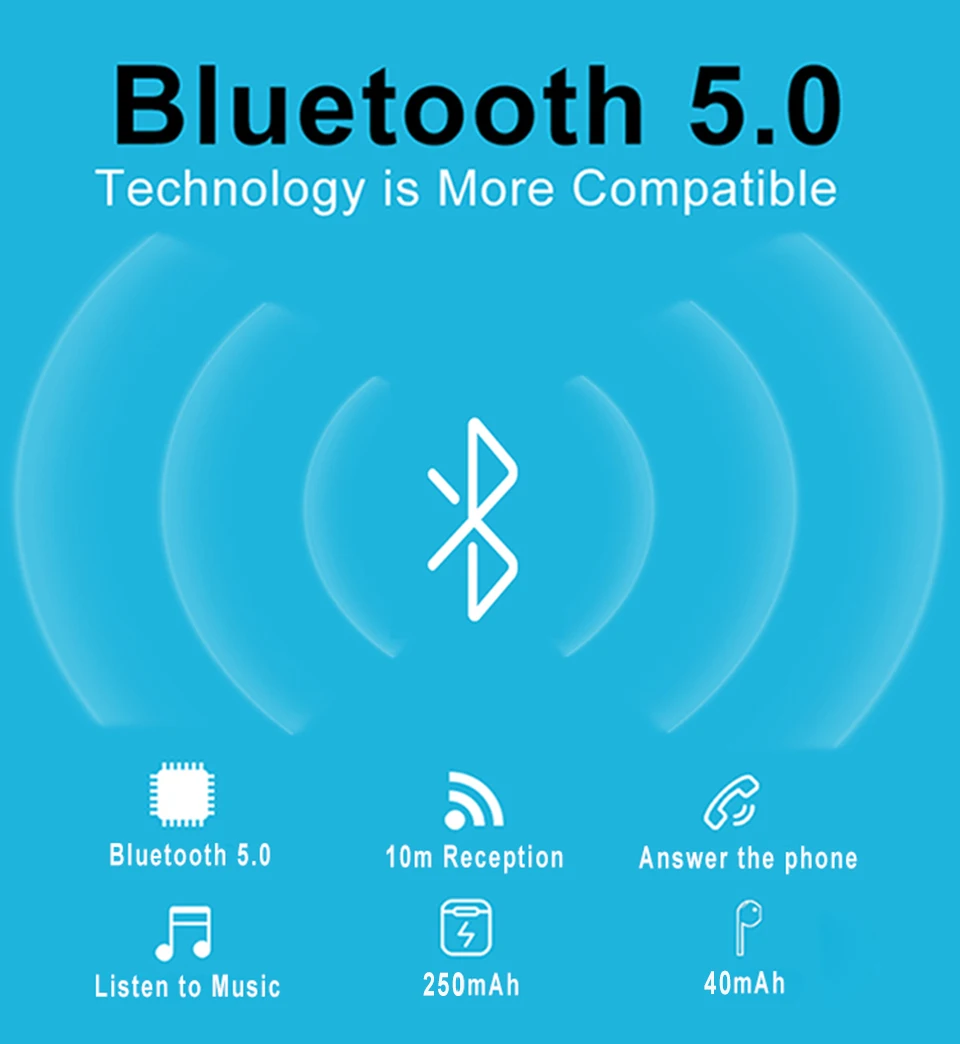 Беспроводные наушники Bluetooth 5,0, настоящие Беспроводные наушники с микрофоном, Bluetooth наушники, спортивные наушники для телефона, чехол для зарядки