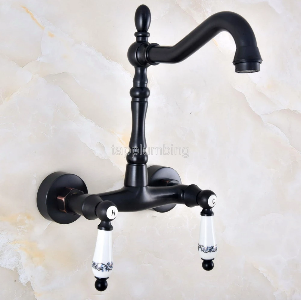 Swivel Black Oil Rubbed Brass Wall Mounted Bath/Kitchen Basin Sink Mixer Fauset tnf826 | Обустройство дома