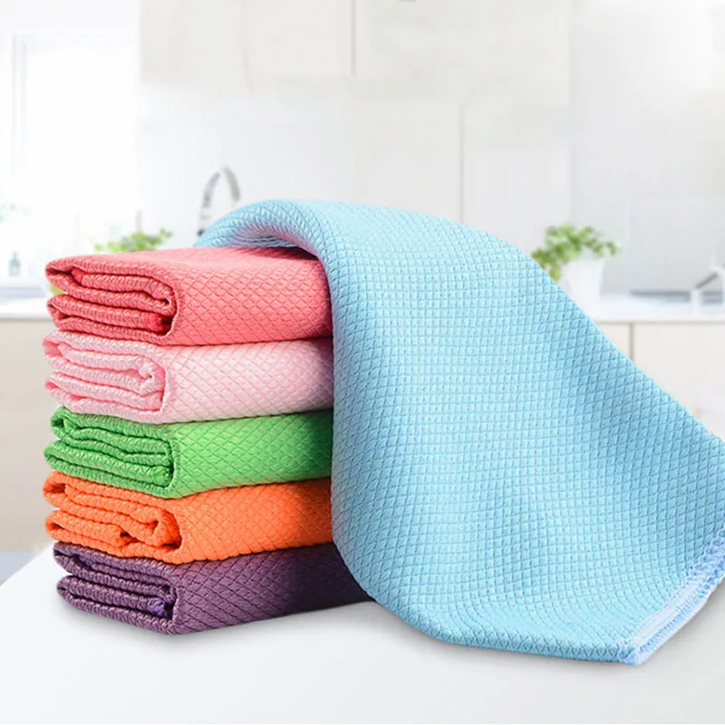 

3Pcs Kitchen Washing Towel Multifunction Portable Glass Window Cleaning Cloth Color Super Absorbent Dishcloth Scouring Pad