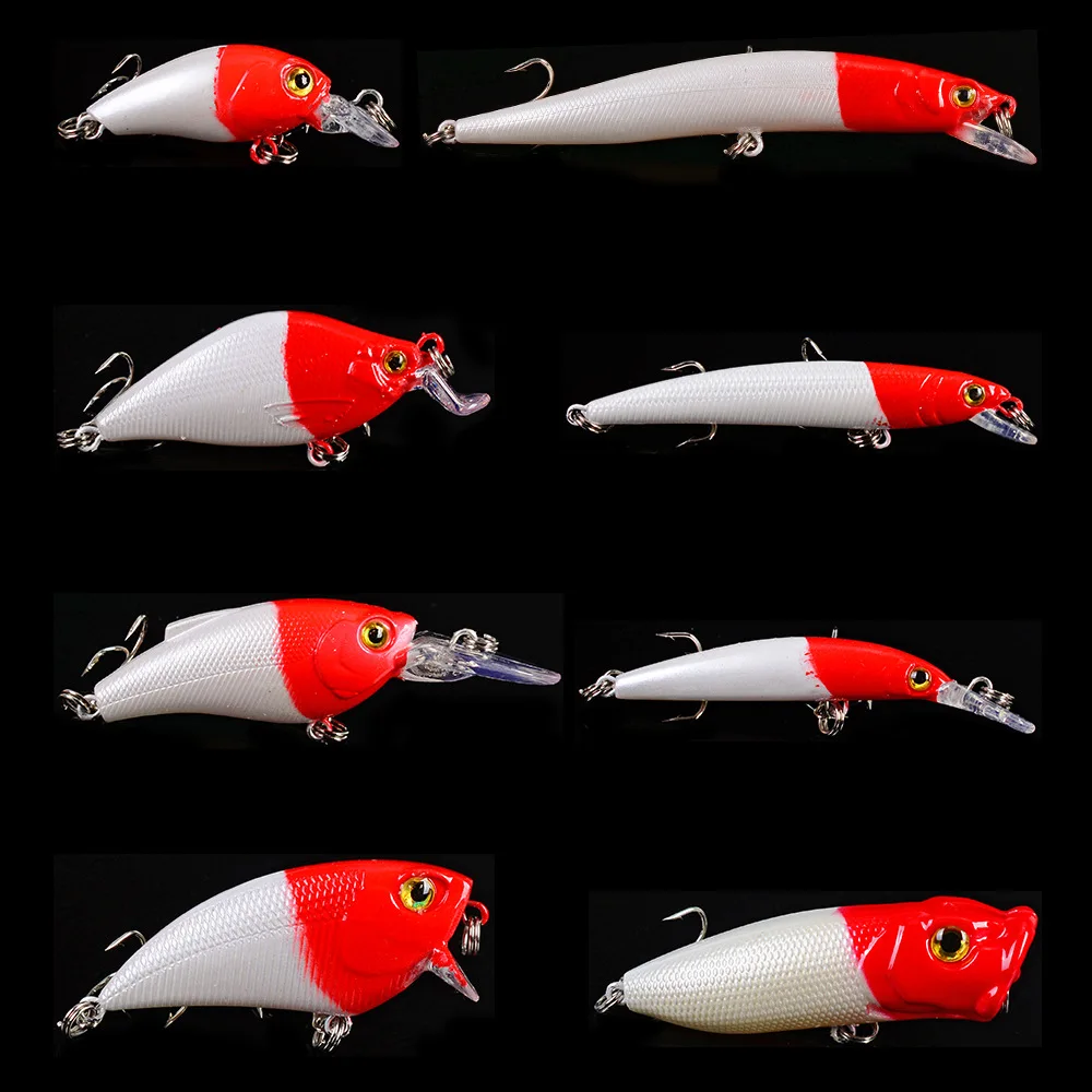 8 красная голова белый корпус классический приманка Luya набор жесткая Приманка Черный лещ окунь все-rounders смешанные рыболовные приманки 3d