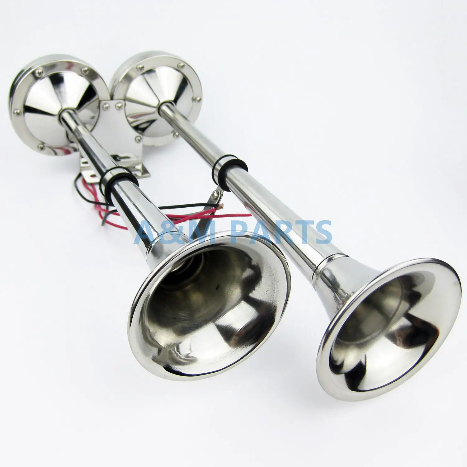 Marine Dual Trumpet Horn Boat Stainless Steel Electric Horn 18 1/2 inch