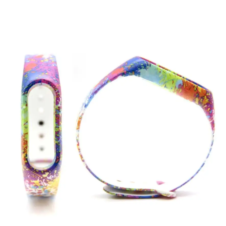 Новый Модный шаблон ТПУ Смарт наручные часы ремешок для Xiaomi Miband 2 JUL28 Прямая