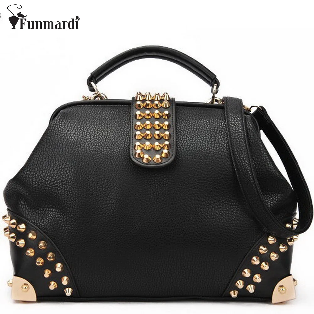 Special offer fashion rivet PU leather bags brand design women handbag luxury female shoulder