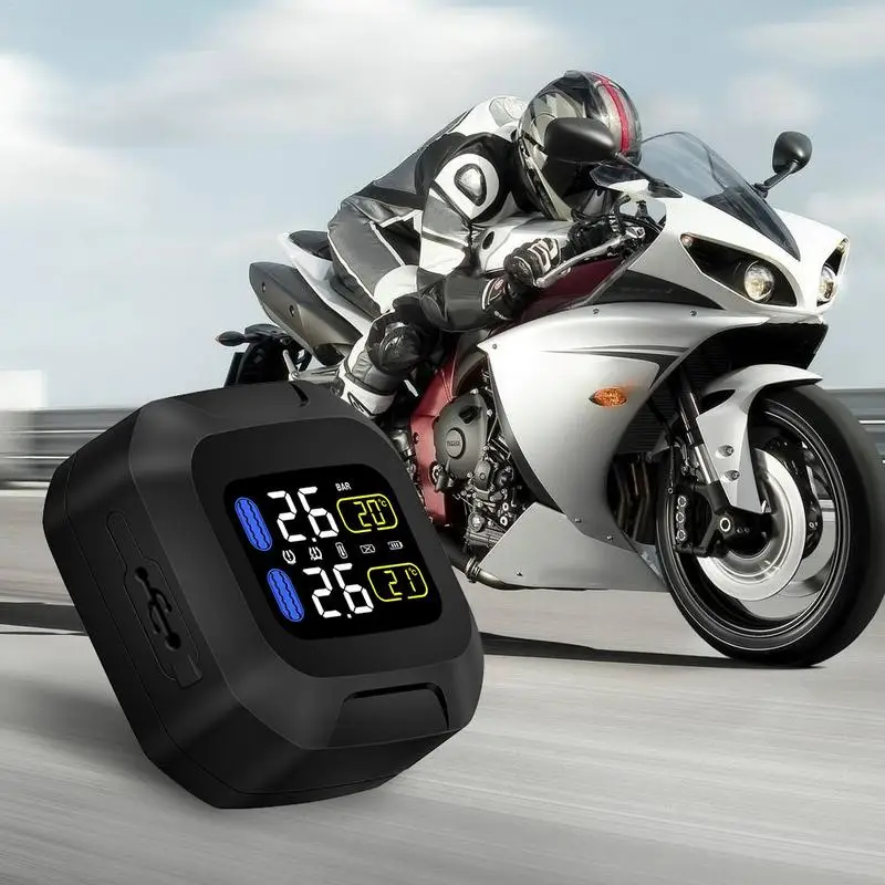 

CAREUD M3 Motorcycle Real Time Tire Pressure Monitoring System TPMS Wireless LCD Display Internal or External TH/WI Sensors