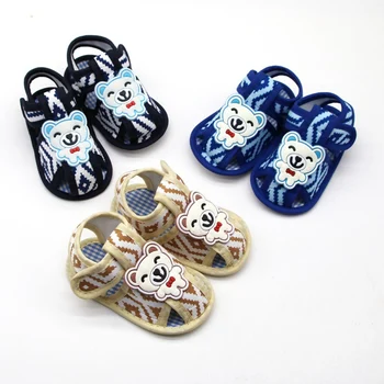 

Summer baby boy sandals gentleman bear baby sandals rhombic cotton soft bottom shoes baby toddler shoes