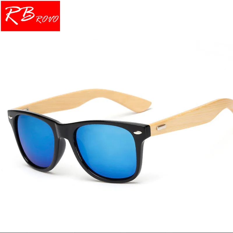 

RBROVO 2018 Bamboo Frame sunglasses Women Vintage Brand Designer Classic Metal Sun Glasses Outdoor Wooden Legs Oculos De Sol