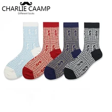 Для женщин хлопковые носки осень-зима модная новинка 4 цвета Ретро громоздкие Морской конек серии женские тренд Harajuku мотыги H104