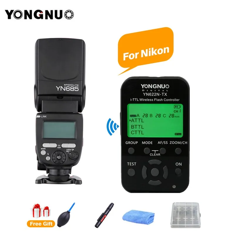 YONGNUO YN685N YN685 GN60 Wireless HSS Speedlite TTL Flash Speedlight + YN622N-TX Trigger for Nikon D700 D3100 D300 DSLR Camera