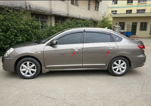 Подходит для России, для Nissan Almera G15 2012, АБС хромированная дверная ручка, крышка чаши, накладка, наклейки для стайлинга автомобилей, аксессуары, 4 шт