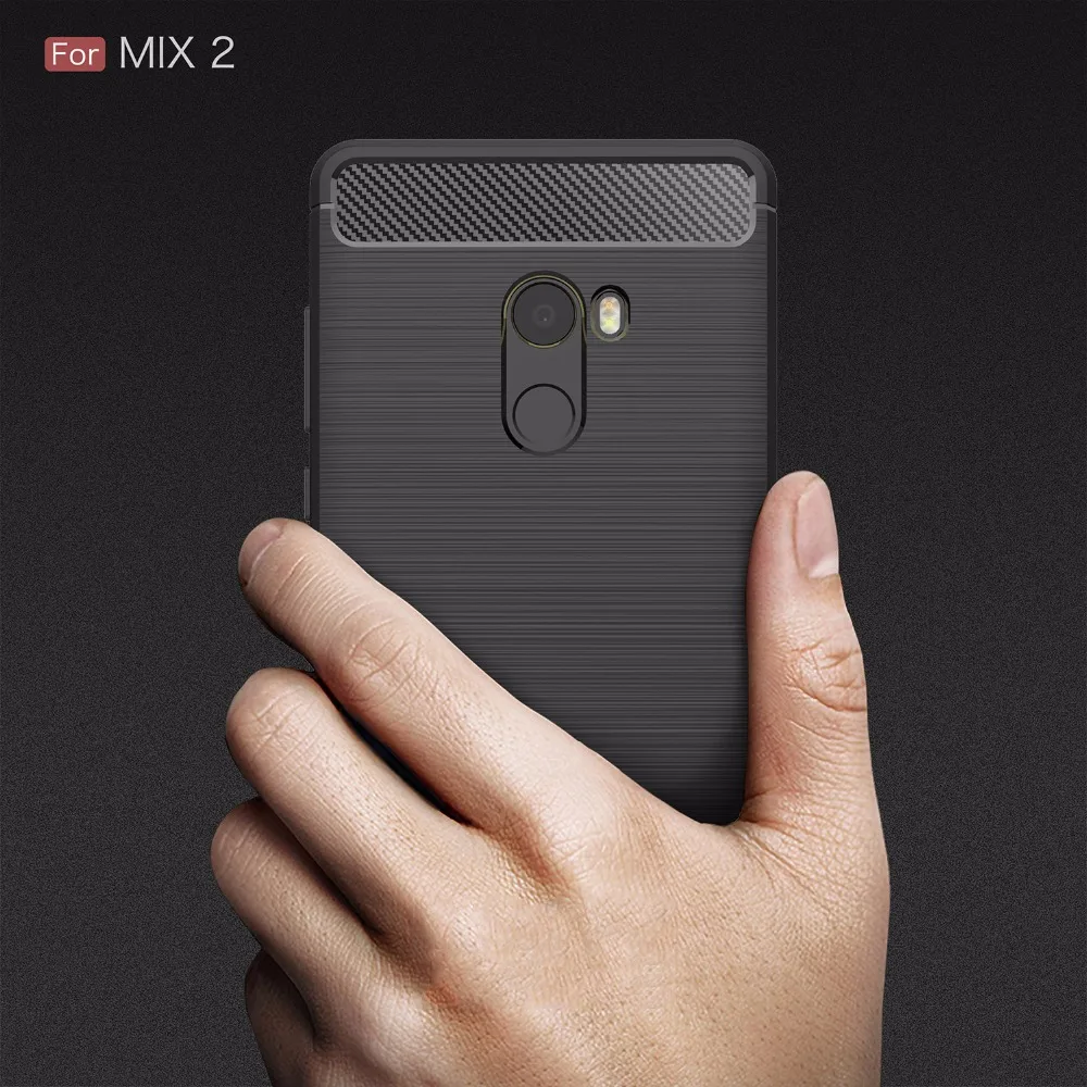 Для Xiaomi mi x 2 силиконовый чехол Мягкий ТПУ щеткой углеродного волокна Текстура