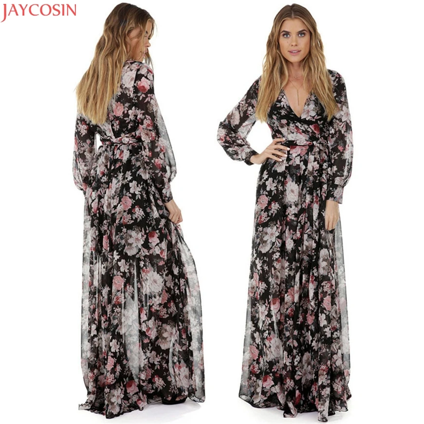 Женское платье с длинным рукавом JAYCOSIN шифоновое длинное вечернее макси v