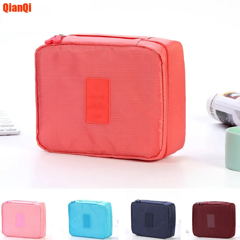 

QianQi 2019 Multifunction travel Cosmetic Bag Women Toiletries Organizer Makeup Bags Waterproof Female Storage Make up Cases