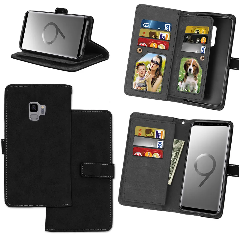 Wallet Case for Samsung Galaxy S9 S8 S7 S6 Case Luxury Leather Silicone Flip Card Slots Cover for Samsung S8 S9 Plus S6 S7 Edge Phone Bags Capa1