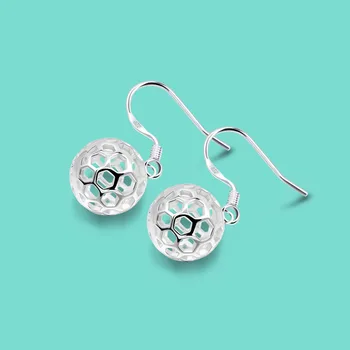 

Hot 925 Sterling Silver Earrings Charm Jewelry Hollow Ball Pendant Design Solid Tremella Women's Party Jewelry Anniversary gift